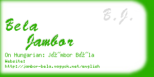 bela jambor business card